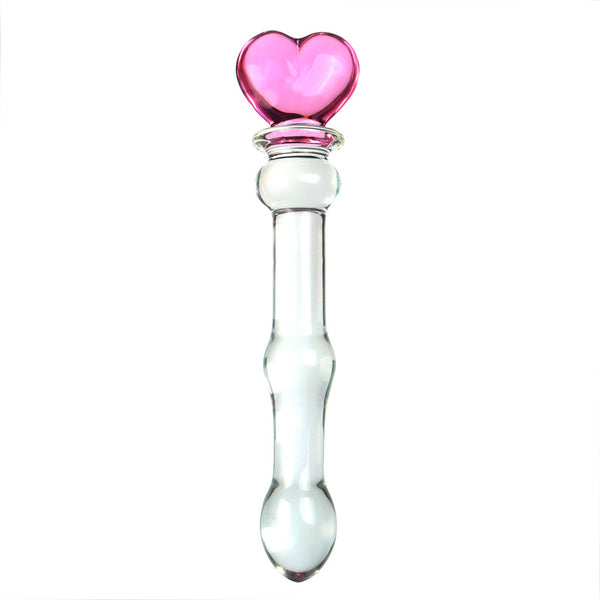 heart magic wand glass dildo for women front view